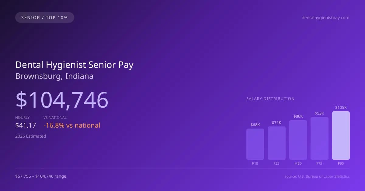 Dental Hygienist Senior Salary in Brownsburg, IN — 2026 est., based on 2025 BLS